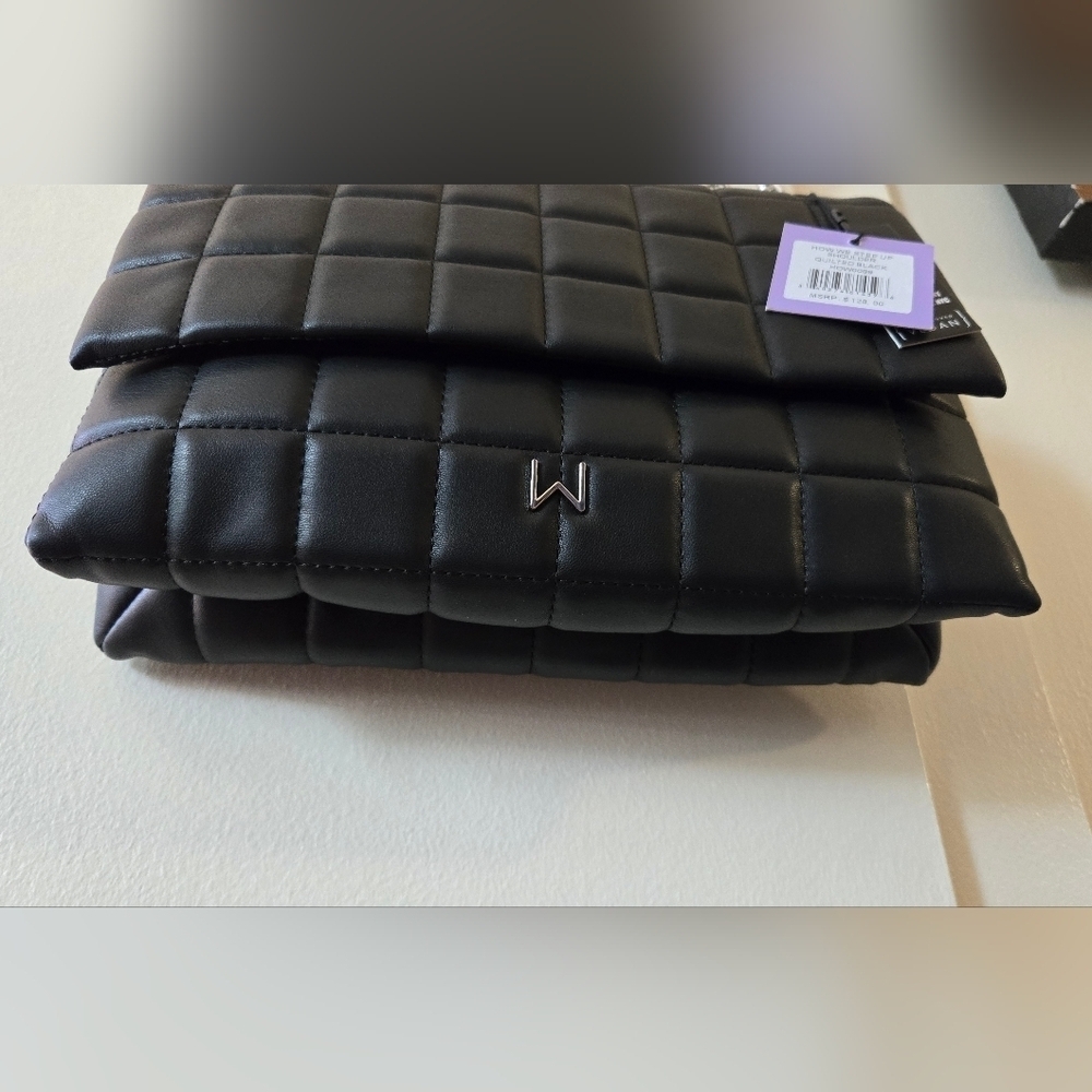 House of Want Black Vegan, Quilted Shoulder Hand Bag NWT - Picture 4 of 14